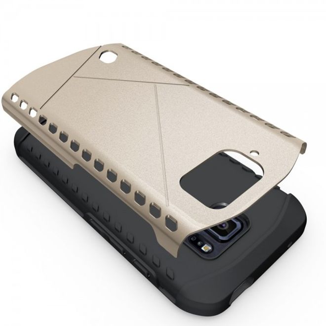 Samsung Galaxy S6 Active Robustes Plastik und Silikon Case - gold