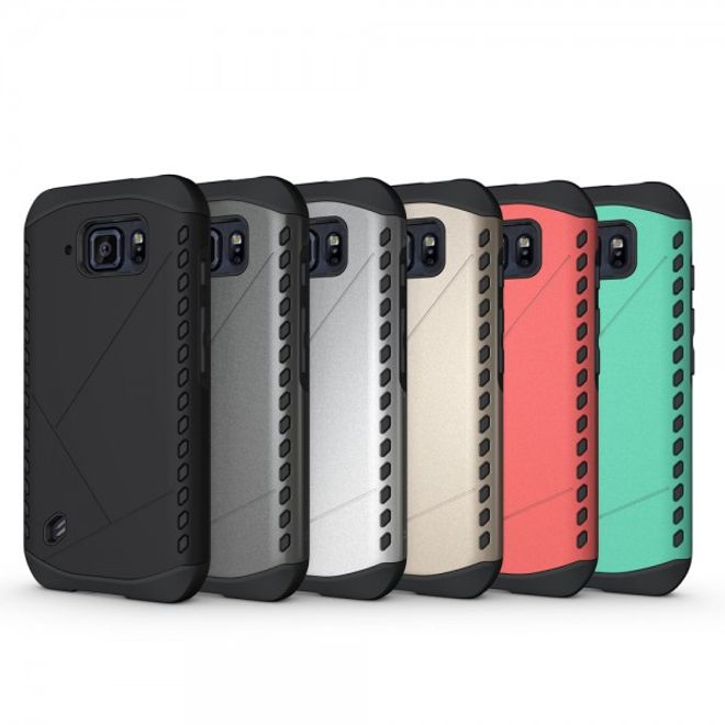 Samsung Galaxy S6 Active Robustes Plastik und Silikon Case - gold