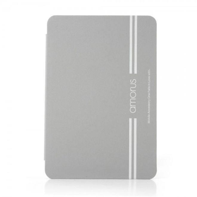 iPad Mini 1/2/3 Amorus Trendiges Leder Smart Case mit Wake-Up Funktion - grau