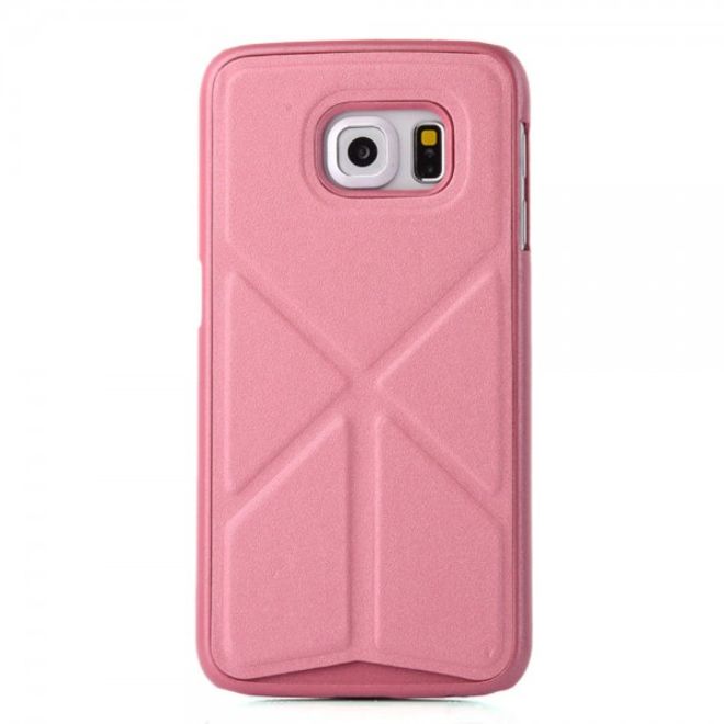 Galaxy S6 Edge Faltbares Leder Case mit Standfunktion - pink