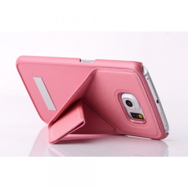 Galaxy S6 Edge Faltbares Leder Case mit Standfunktion - pink