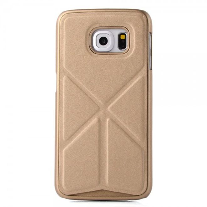 Galaxy S6 Edge Faltbares Leder Case mit Standfunktion - gold