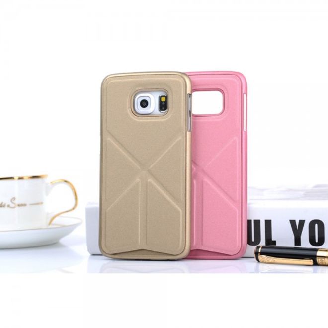 Galaxy S6 Edge Faltbares Leder Case mit Standfunktion - gold