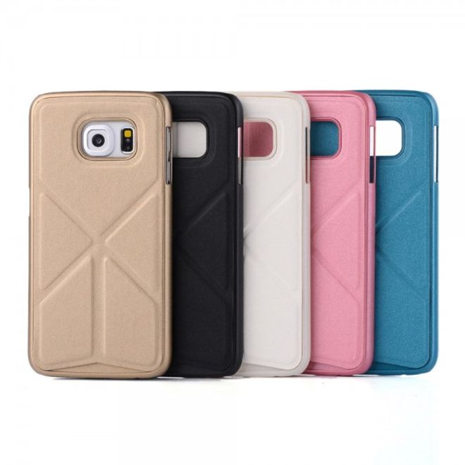 Galaxy S6 Edge Faltbares Leder Case mit Standfunktion - gold