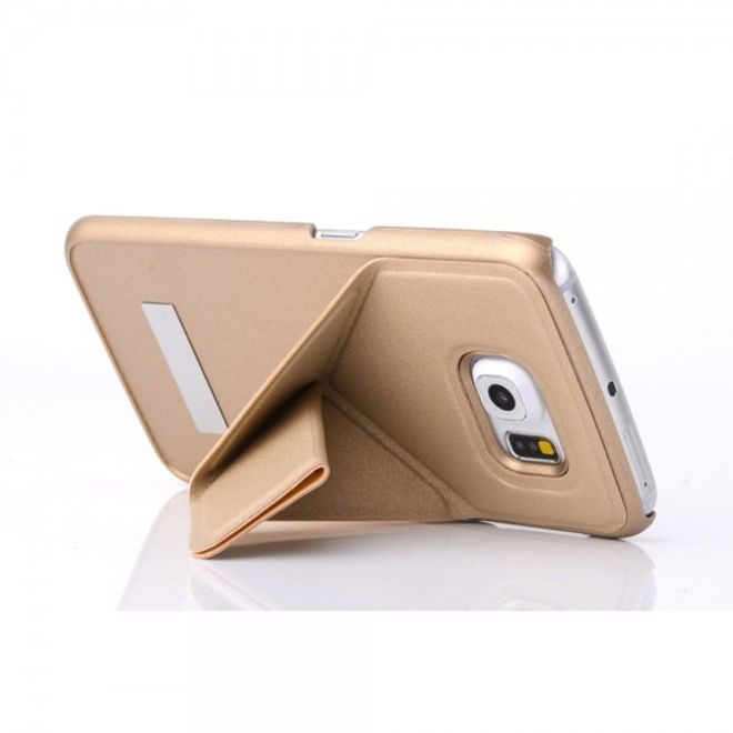 Galaxy S6 Edge Faltbares Leder Case mit Standfunktion - gold