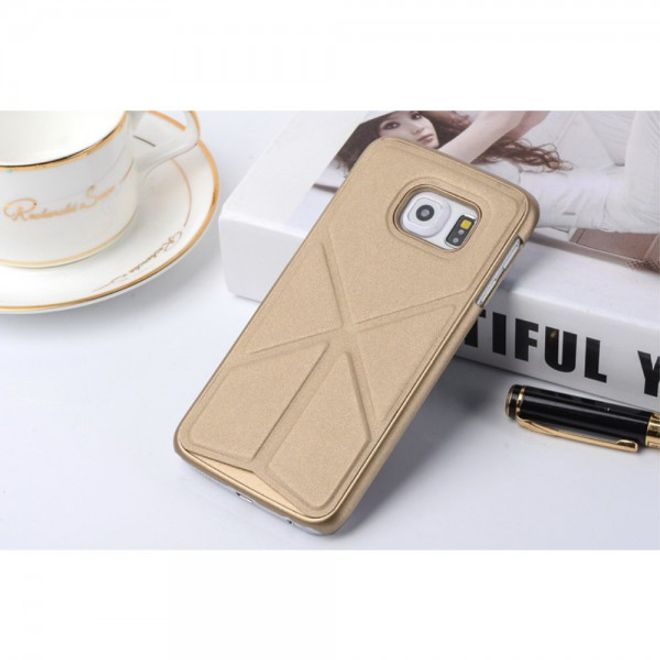 Galaxy S6 Edge Faltbares Leder Case mit Standfunktion - gold