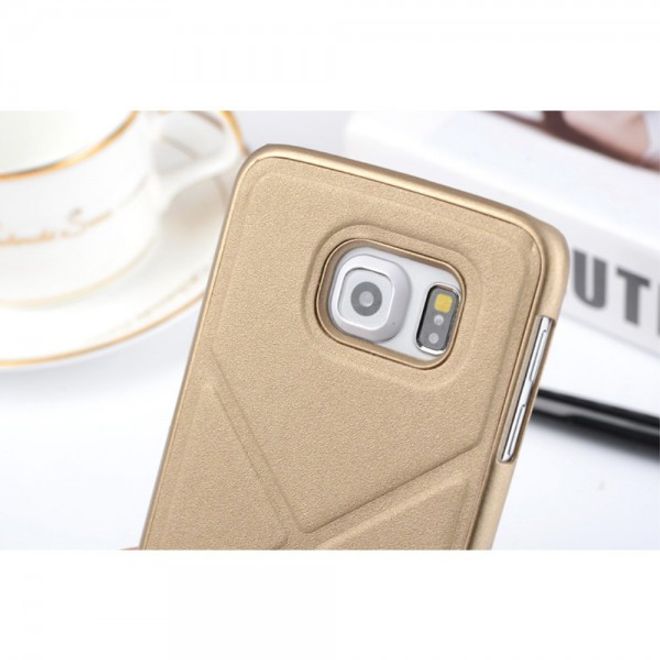 Galaxy S6 Edge Faltbares Leder Case mit Standfunktion - gold