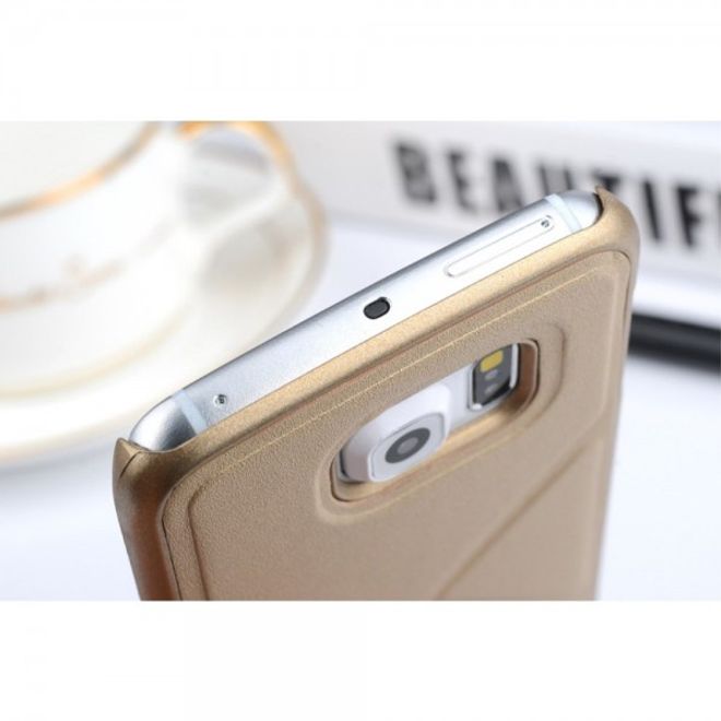 Galaxy S6 Edge Faltbares Leder Case mit Standfunktion - gold