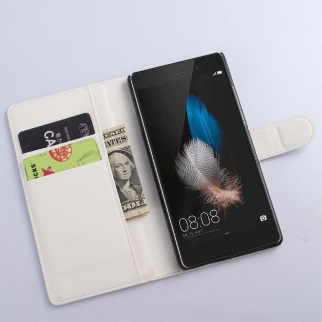 Huawei P8 Lite Leder Case mit Litchitextur - weiss