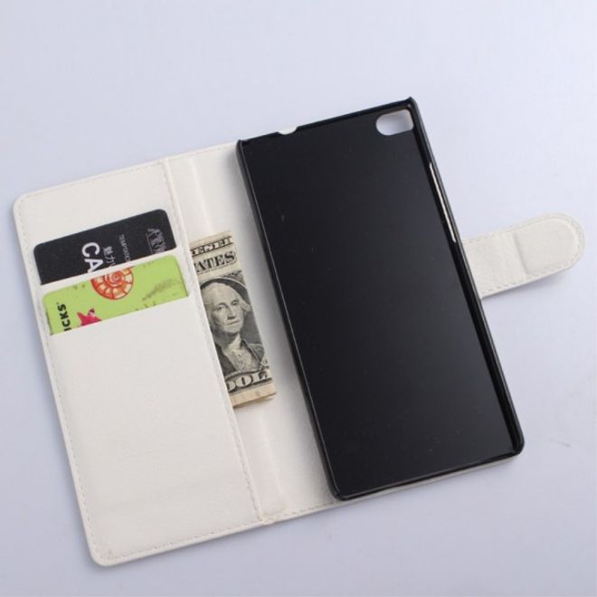 Huawei P8 Lite Leder Case mit Litchitextur - weiss