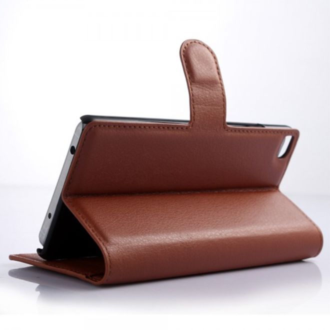 Huawei P8 Lite Leder Case mit Litchitextur - braun