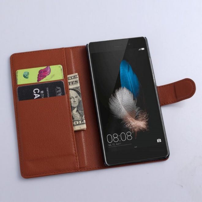 Huawei P8 Lite Leder Case mit Litchitextur - braun