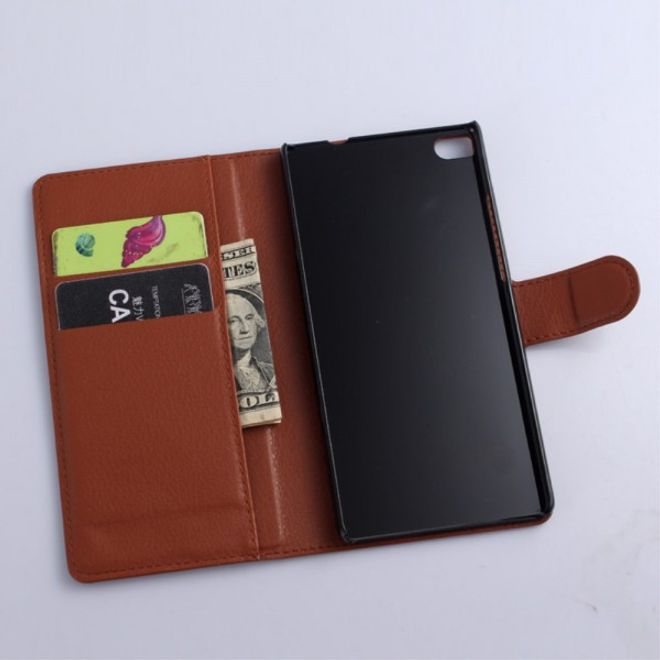 Huawei P8 Lite Leder Case mit Litchitextur - braun