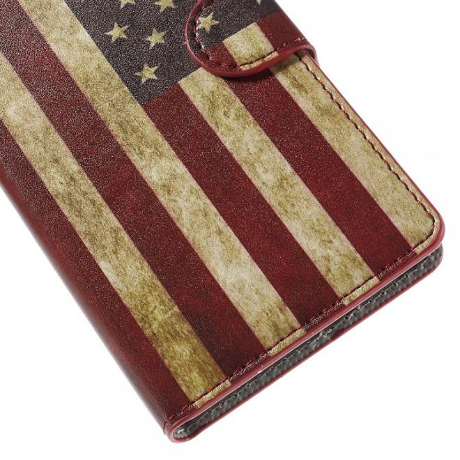 Huawei P8 Lite Magnetisches Leder Case mit USA Flagge retro-style