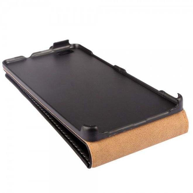 Huawei P8 Lite Echt- und Kunstleder Flip Case vertikal - schwarz
