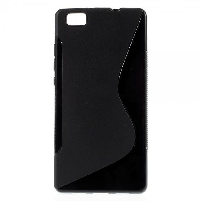 Huawei P8 Lite Elastisches Plastik Case S-Shape - schwarz