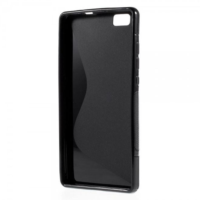 Huawei P8 Lite Elastisches Plastik Case S-Shape - schwarz