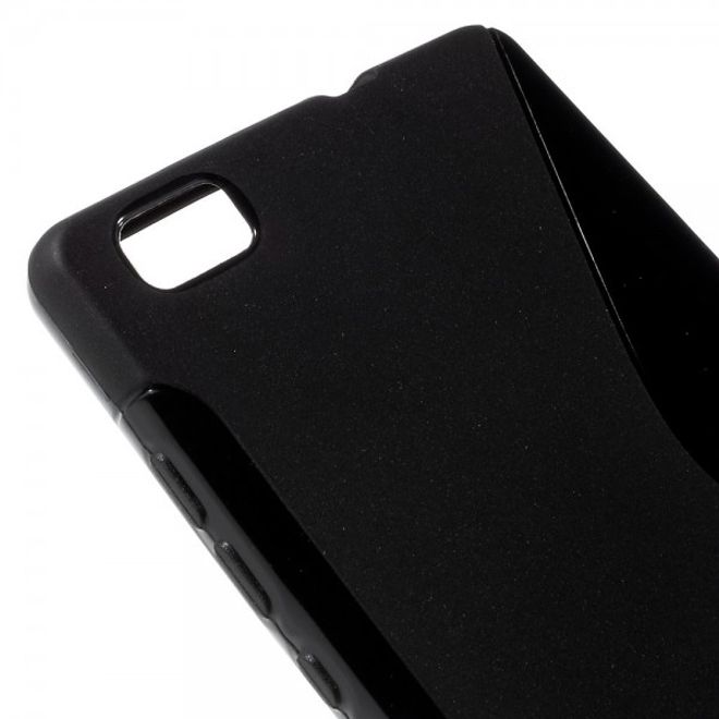 Huawei P8 Lite Elastisches Plastik Case S-Shape - schwarz