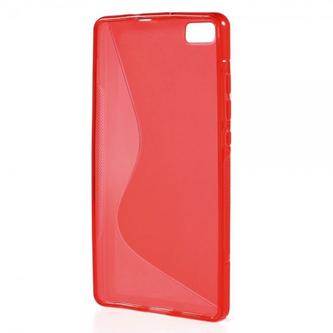Huawei P8 Lite Elastisches Plastik Case S-Shape - rot