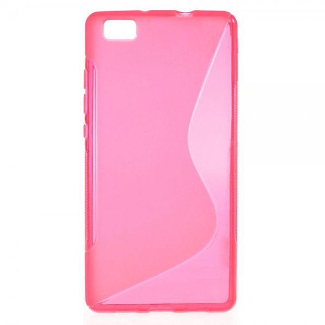 Huawei P8 Lite Elastisches Plastik Case S-Shape - rosa