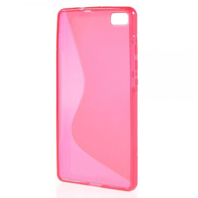 Huawei P8 Lite Elastisches Plastik Case S-Shape - rosa