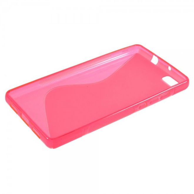 Huawei P8 Lite Elastisches Plastik Case S-Shape - rosa