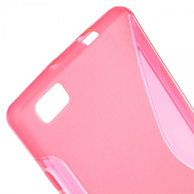 Huawei P8 Lite Elastisches Plastik Case S-Shape - rosa