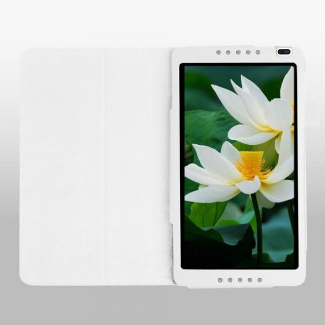 Huawei MediaPad M1 8.0 Faltbares Leder Case mit Standfunktion und Litchimuster - weiss