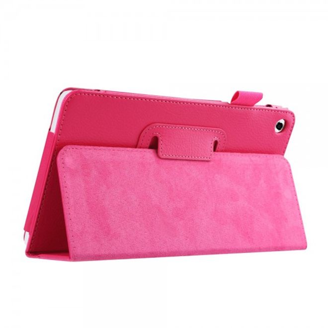 Huawei MediaPad M1 8.0 Faltbares Leder Case mit Standfunktion und Litchimuster - rosa
