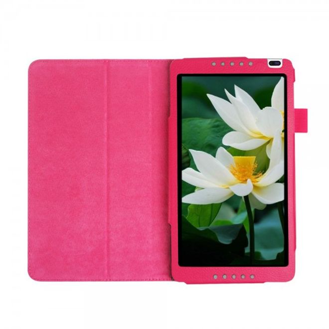 Huawei MediaPad M1 8.0 Faltbares Leder Case mit Standfunktion und Litchimuster - rosa