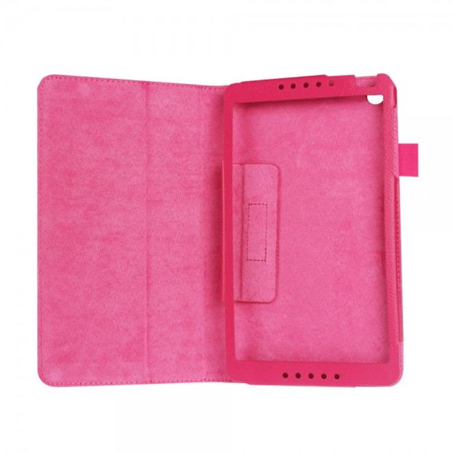 Huawei MediaPad M1 8.0 Faltbares Leder Case mit Standfunktion und Litchimuster - rosa