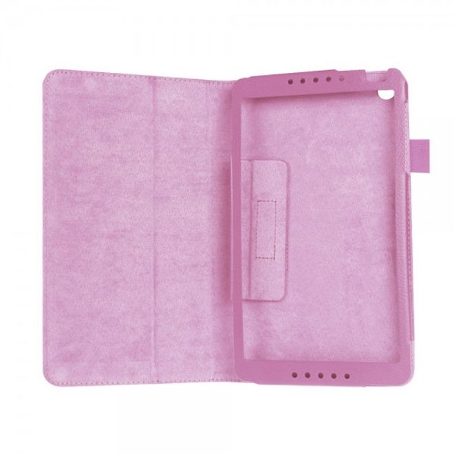 Huawei MediaPad M1 8.0 Faltbares Leder Case mit Standfunktion und Litchimuster - pink