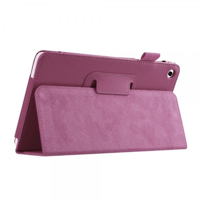 Huawei MediaPad M1 8.0 Faltbares Leder Case mit Standfunktion und Litchimuster - purpur