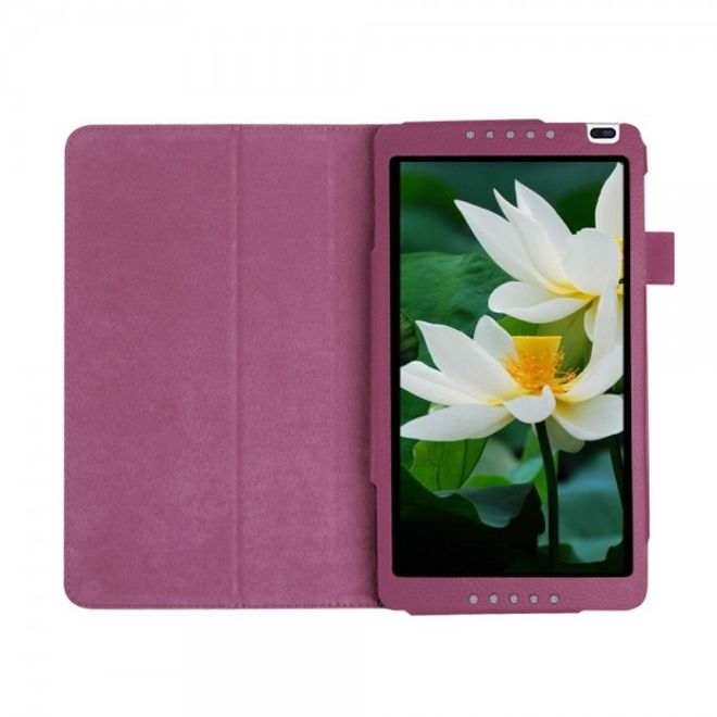 Huawei MediaPad M1 8.0 Faltbares Leder Case mit Standfunktion und Litchimuster - purpur