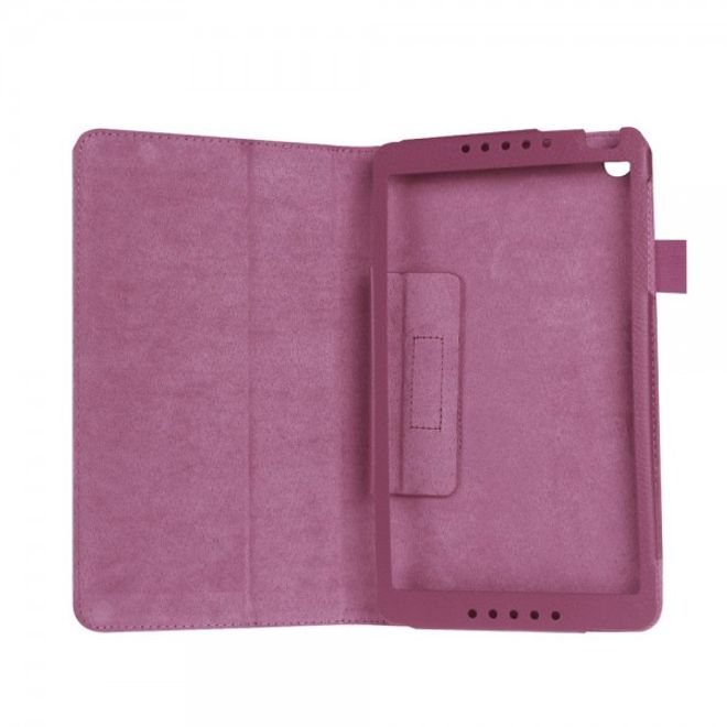 Huawei MediaPad M1 8.0 Faltbares Leder Case mit Standfunktion und Litchimuster - purpur