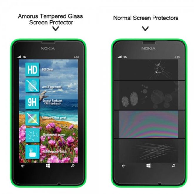 Nokia Lumia 630/630 Dual/635 Schutzfolie aus gehärtetem Glas von Amorus