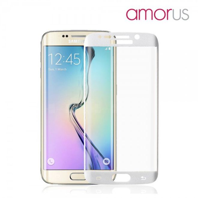 Galaxy S6 Edge Schutzfolie aus gehärtetem Glas für die ganze Vorderseite von Amorus - weiss