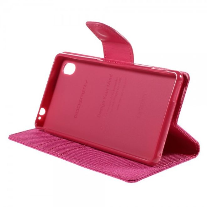 Goospery - Sony Xperia M4 Aqua Hülle - Handy Bookcover - Canvas Diary Series - pink