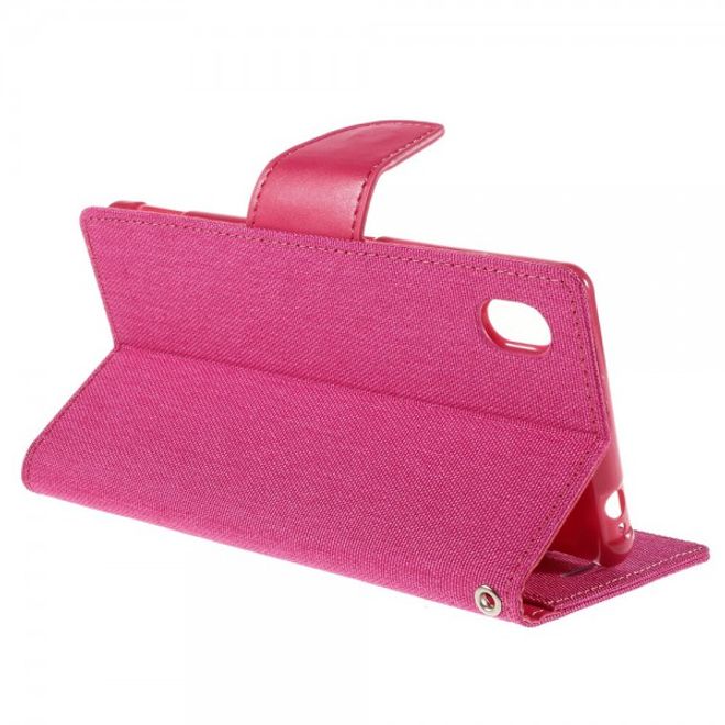 Goospery - Sony Xperia M4 Aqua Hülle - Handy Bookcover - Canvas Diary Series - pink