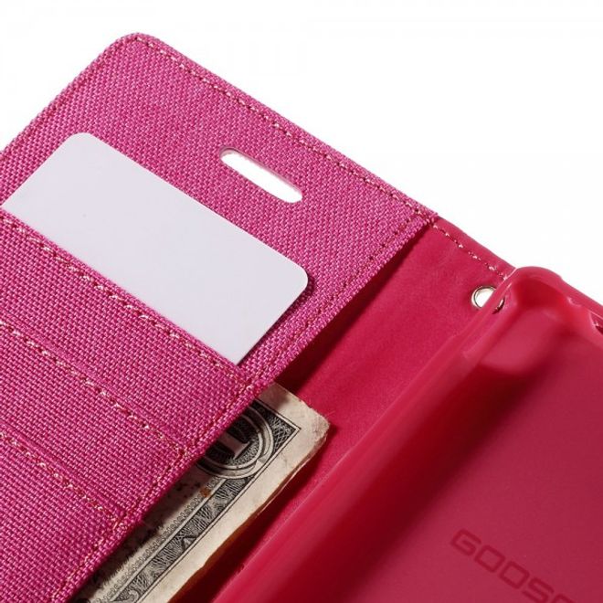 Goospery - Sony Xperia M4 Aqua Hülle - Handy Bookcover - Canvas Diary Series - pink