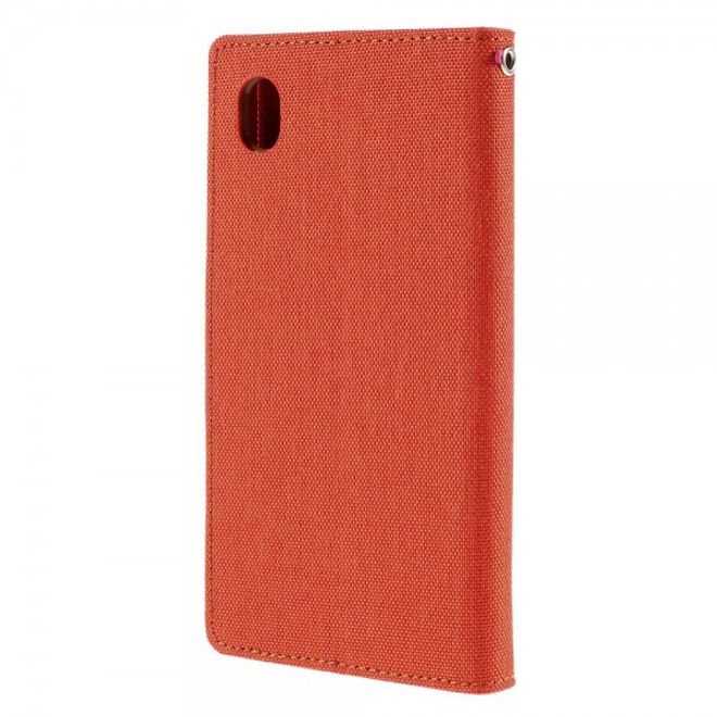 Goospery - Sony Xperia M4 Aqua Hülle - Handy Bookcover - Canvas Diary Series - orange/camel