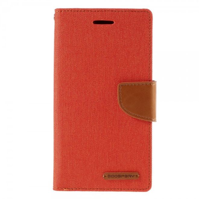 Goospery - Sony Xperia M4 Aqua Hülle - Handy Bookcover - Canvas Diary Series - orange/camel