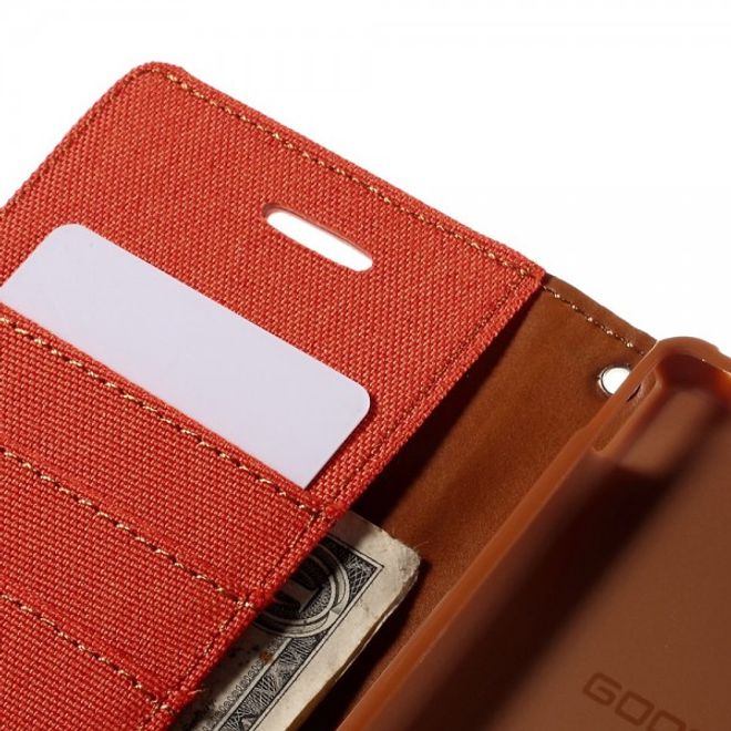 Goospery - Sony Xperia M4 Aqua Hülle - Handy Bookcover - Canvas Diary Series - orange/camel