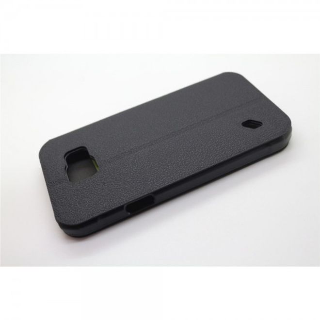 Samsung Galaxy S6 Active Trendiges Leder Case mit Litchitextur und Kreditkartenslots - schwarz