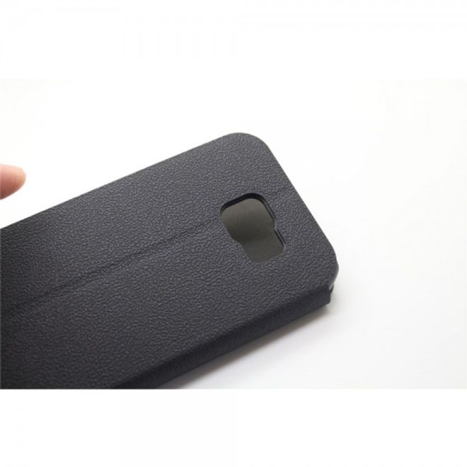 Samsung Galaxy S6 Active Trendiges Leder Case mit Litchitextur und Kreditkartenslots - schwarz