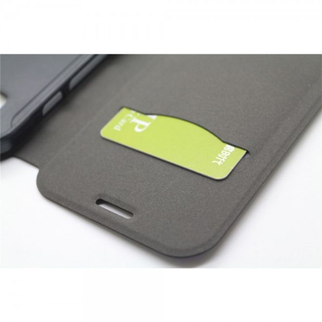 Samsung Galaxy S6 Active Trendiges Leder Case mit Litchitextur und Kreditkartenslots - schwarz