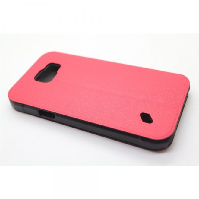 Samsung Galaxy S6 Active Trendiges Leder Case mit Litchitextur und Kreditkartenslots - rosa