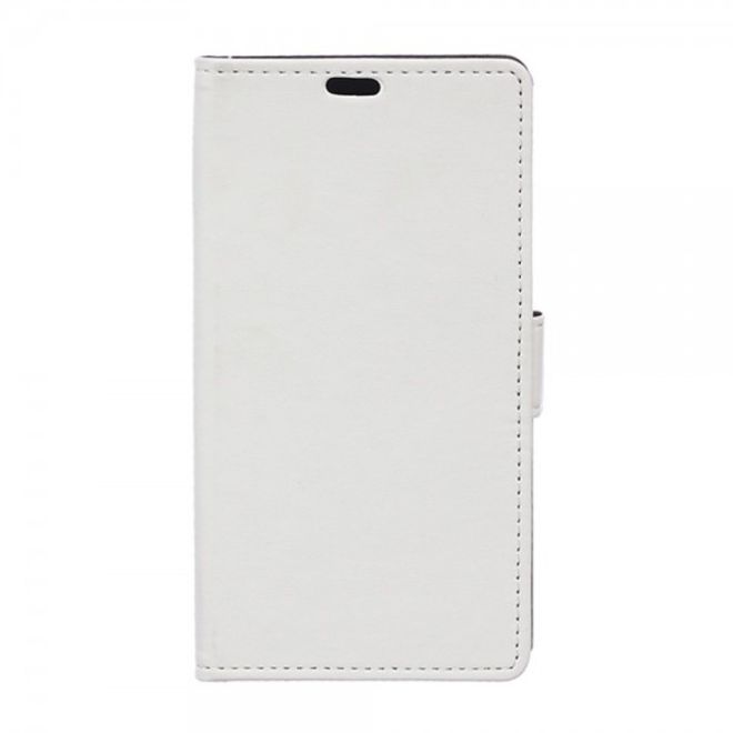 Samsung Galaxy S6 Active Modisches Leder Case mit Standfunktion - weiss