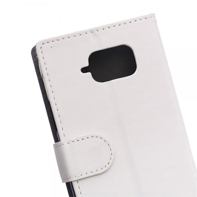 Samsung Galaxy S6 Active Modisches Leder Case mit Standfunktion - weiss