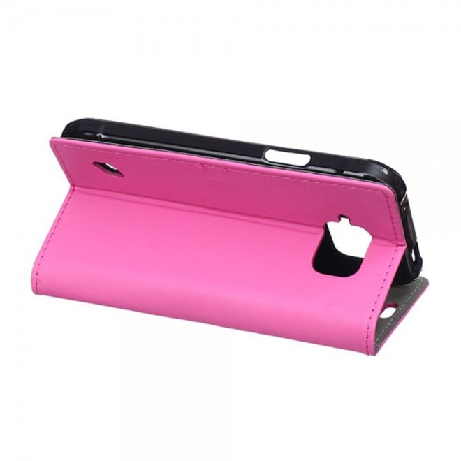 Samsung Galaxy S6 Active Modisches Leder Case mit Standfunktion - rosa